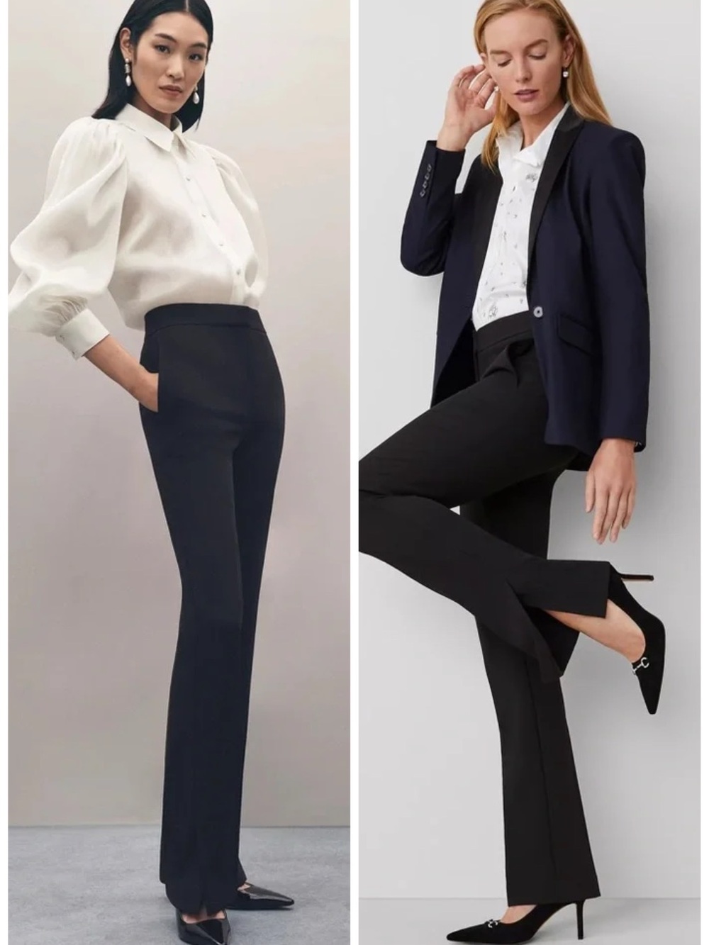 Ann Taylor Skinny Flare Pant with Vent Hem in Black Size 8 EUC Workwear Chic